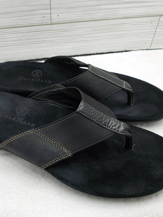 Cole Haan Black Suede & Fabric Men’s Flip Flops